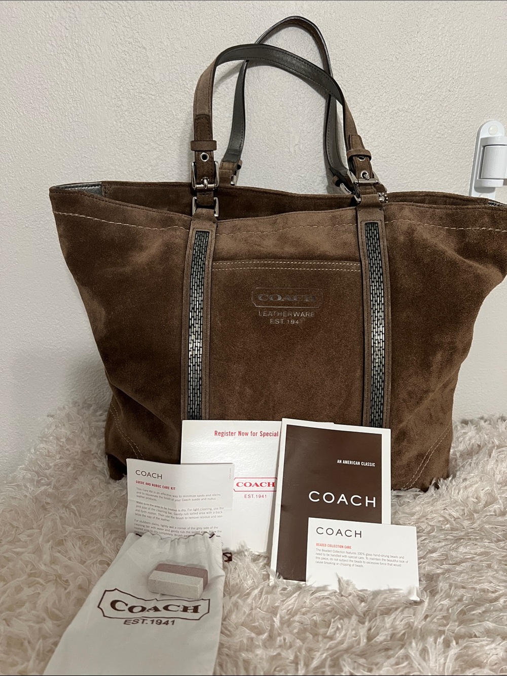 Coach Limited Edition 1941 Gallery Suede Beaded Tote